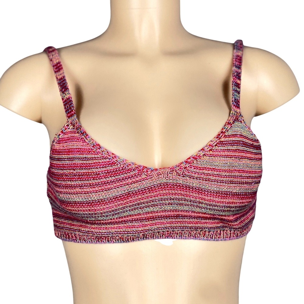 PrettyLittleThing‎ Knit Bralette Small Crop Top Striped Pink Festival Indie